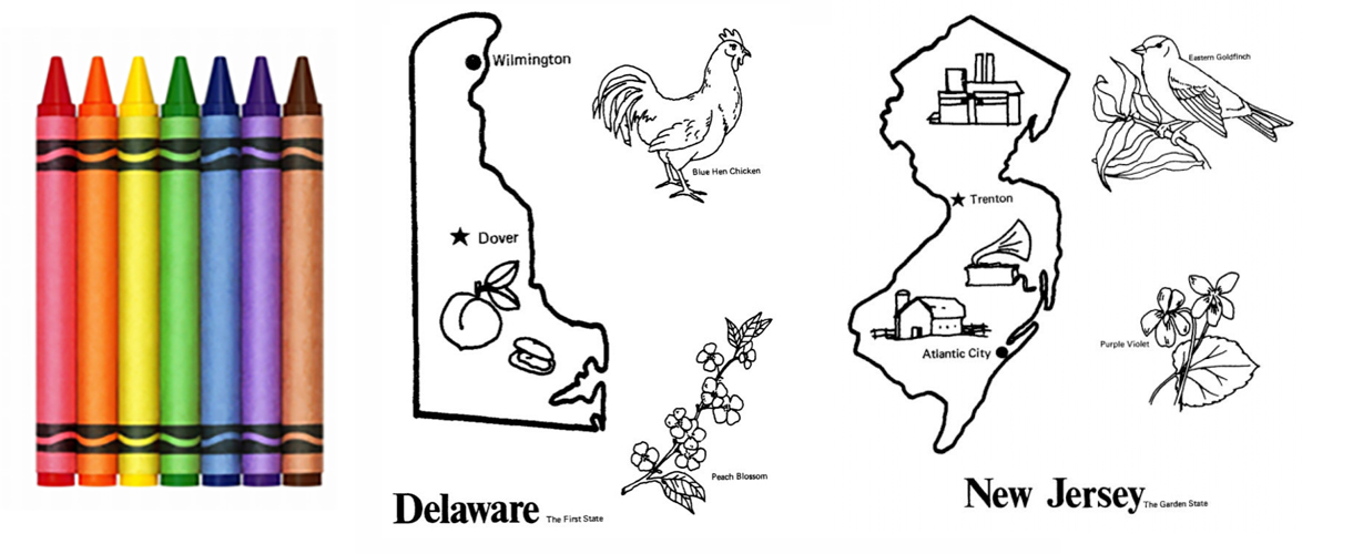 Coloring Delaware & New Jersey