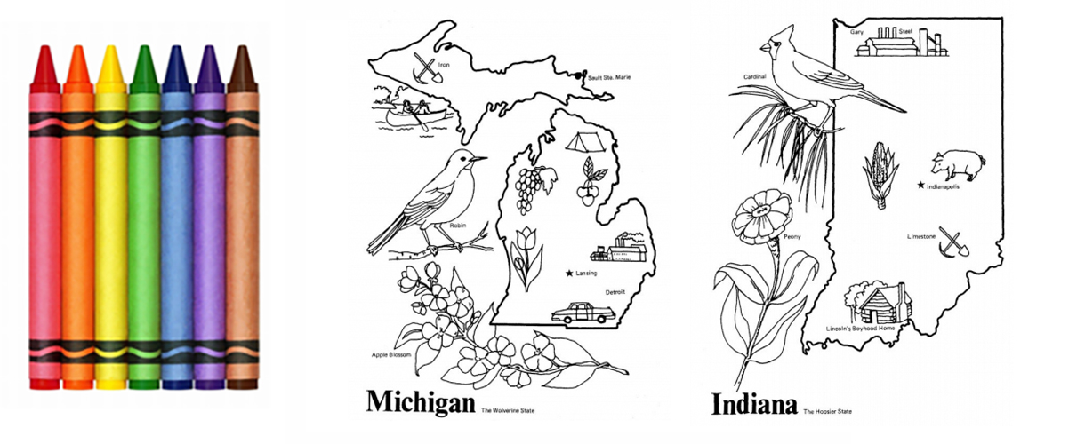 Coloring Michigan & Indiana