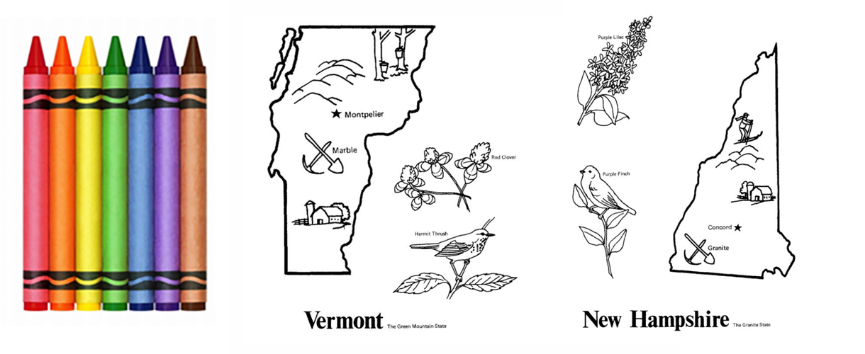 Coloring Pages for Vermont and New Hampshire