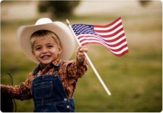 Kid Waving a Flag